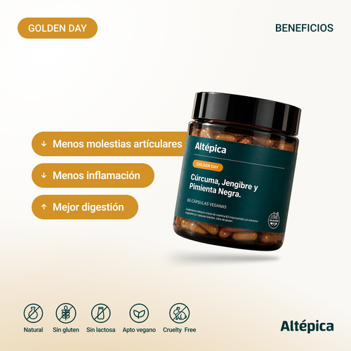 Golden Day de Altépica, suplemento con cúrcuma, jengibre y pimienta negra (imagen 2 de 7)