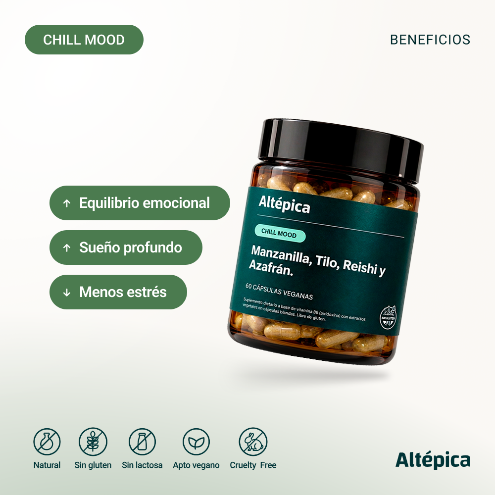Chill Mood de Altépica, suplemento con reishi, azafrán, manzanilla y tilo (imagen 2 de 7)
