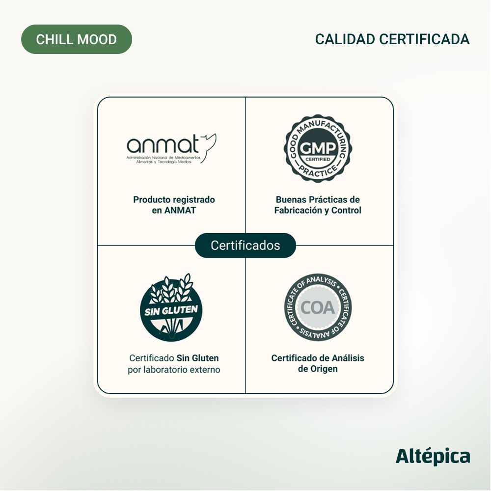 Chill Mood de Altépica, suplemento con reishi, azafrán, manzanilla y tilo (imagen 5 de 7)