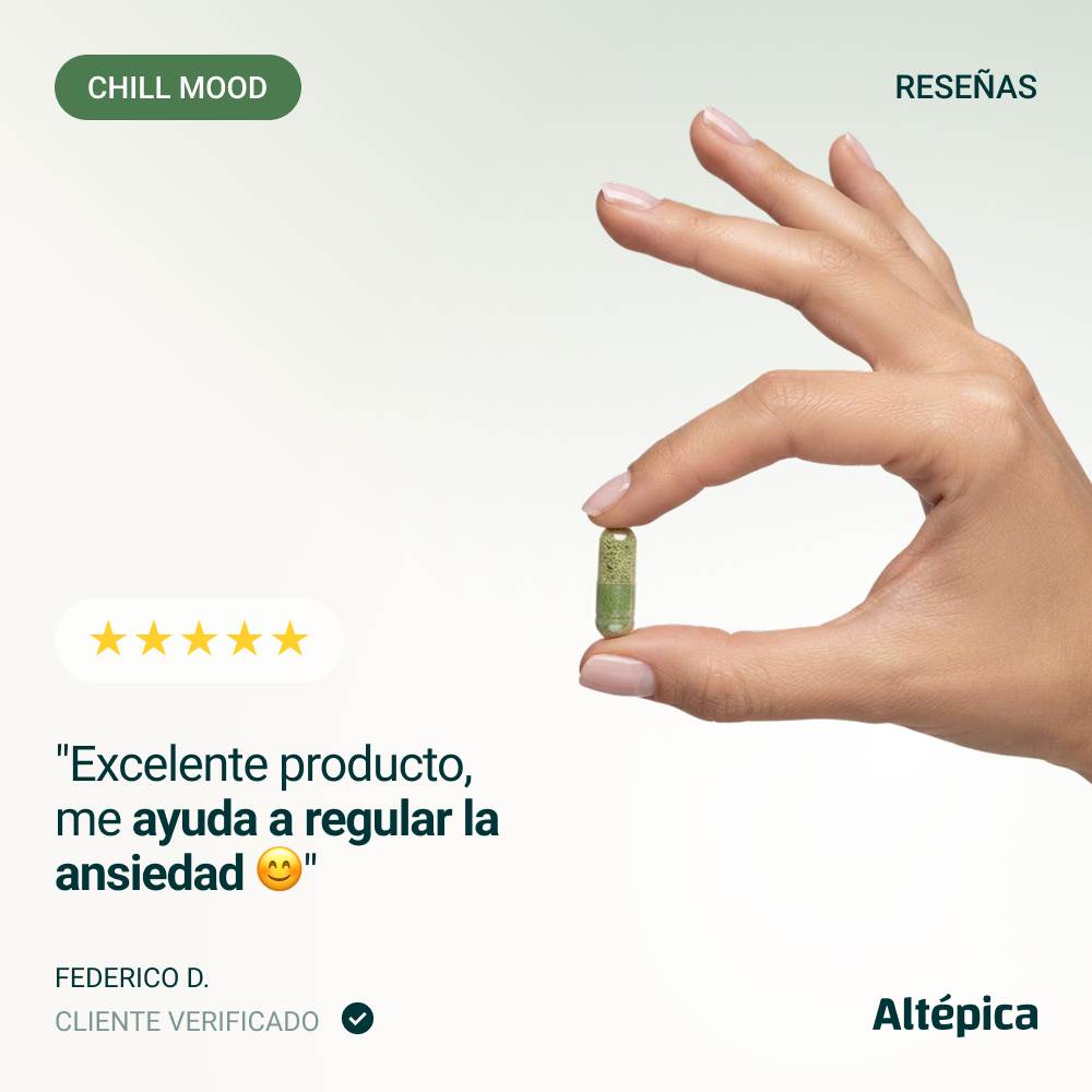 Chill Mood de Altépica, suplemento con reishi, azafrán, manzanilla y tilo (imagen 6 de 7)