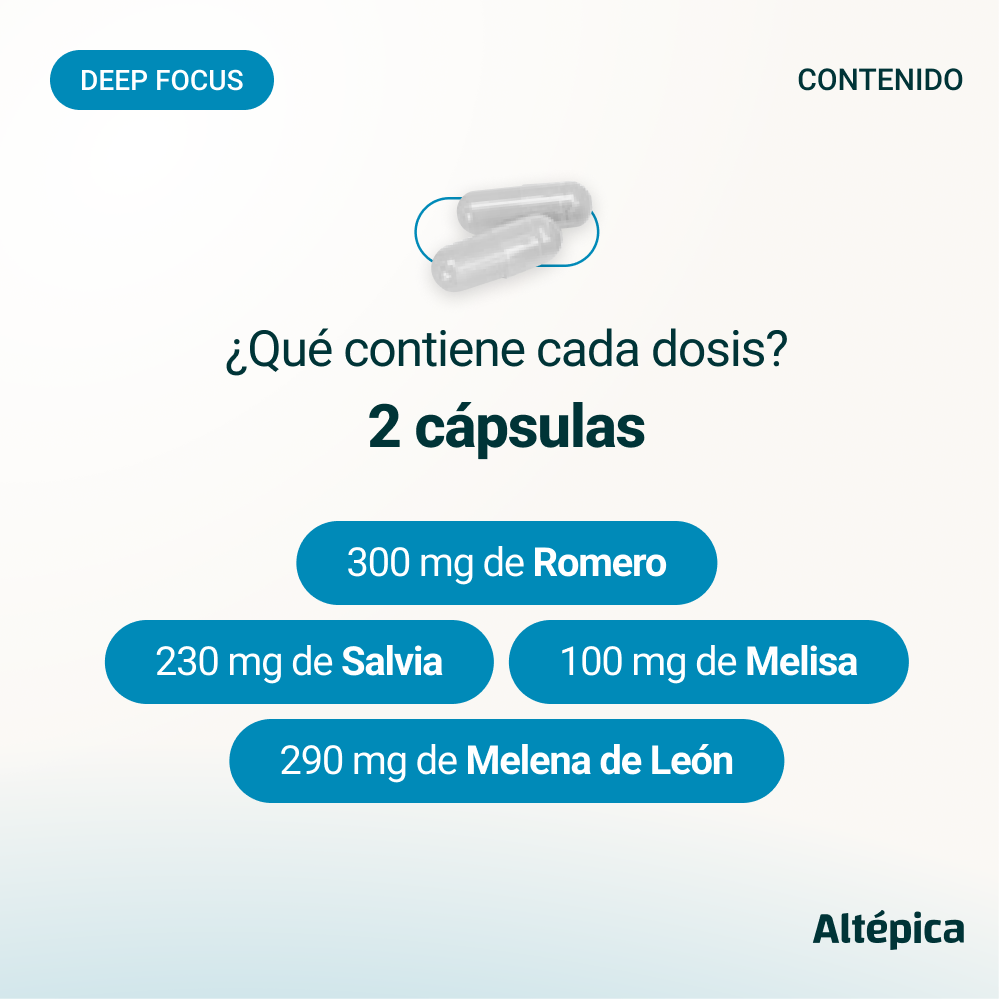 Deep Focus de Altépica, suplemento con melena de león, romero, salvia y melisa (imagen 4 de 7)